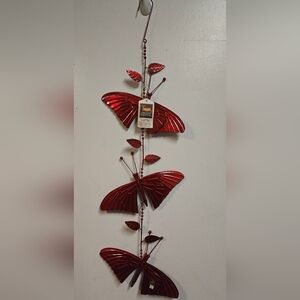 Ancient Graffiti  Metal Red Butterfly Wall Hanging Decor